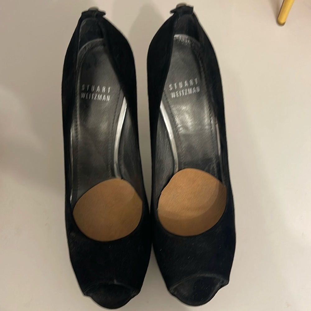 Stuart weitzman black suede platform shoes. Size 7. Good condition.